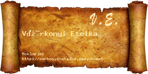 Várkonyi Etelka névjegykártya